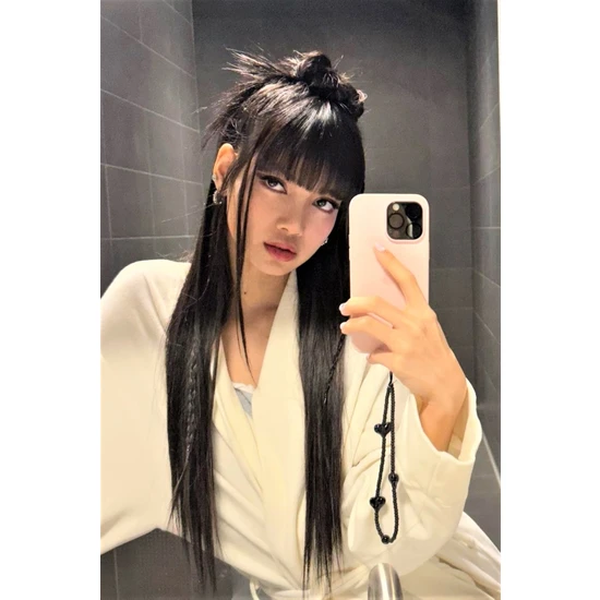 Krimo Fashion Kpop Blacpink Lisa Siyah Kalpli Boncuklu Telefon Charmı Süsü