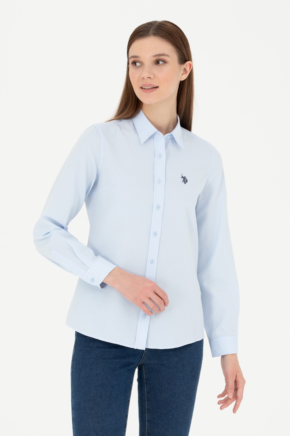 U.S. Polo Assn. Kadın Açık Mavi Gömlek Basic 50288851-VR003 görsel 8