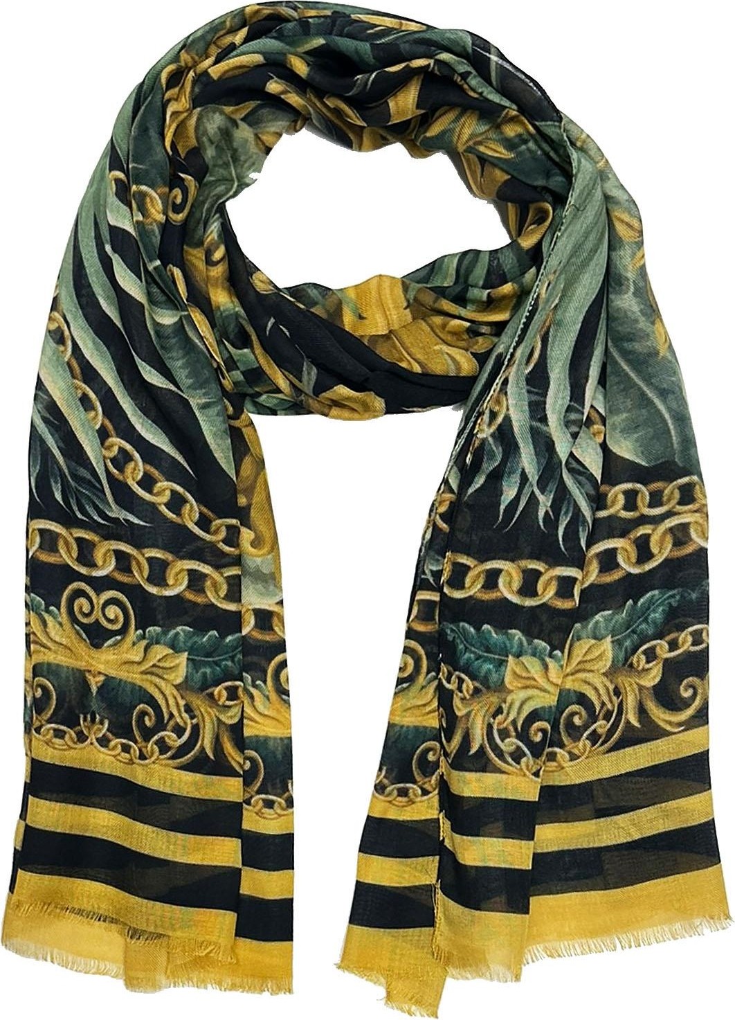 Kravatkolik Waverly Style Yeşil - Siyah Italyan Modal Kaşkol MDL40 görsel 3