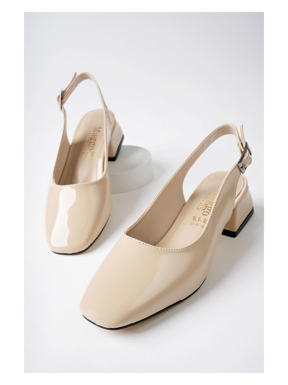 Muggo Lois Garantili Arkası Açık Kare Burunlu Kadın Kısa Topuklu Ayakkabı - Görsel 5