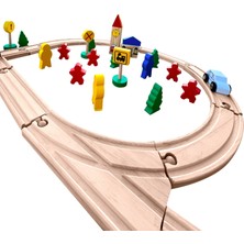 Hamaha Eğitici Ahşap Oyuncak | 48 Parça Tren Yolu Seti