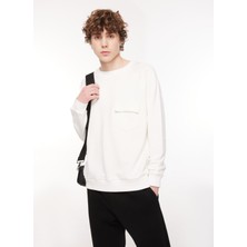 Denim Trip Regular Fit Bisiklet Yaka Tek Cep Ekru Erkek Kazak / Sweatshirt