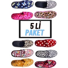 İmershoes Kadın 5 Li Karışık Önü Kapalı Yıkanabilir Puf Dikişli Içi Süngerli Kışlık Çeyiz Bohça Misafir Ev Terliği 253