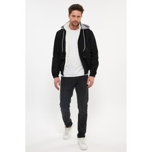 Damga Unisex Jeanvibe Içi Kürklü Pamuklu Kapşonlu Kot Ceket Siyah