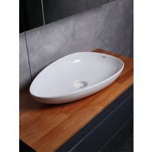 Bocchi Etna Parlak Beyaz Tezgah Üstü Çanak Lavabo 58 cm 10 Yıl Garantili
