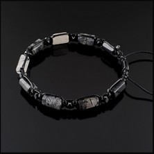 Seven Art Jewelry Doğal Taş Bileklik, Rutilli Kuvars ve Hematit Bileklik, Hediye Bileklik, Erkek Bileklik, Kadın Bileklik