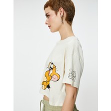 Koton Tom ve Jerry Tişört Crop Lisanslı Kısa Kollu Bisiklet Yaka Pamuklu