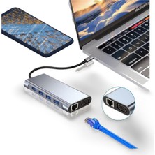 Cosmostech Macbook Pro Air Type-C 11 In 1, 4K Hdmı, Vga, Pd, Usb3.0, RJ45 Ethernet, Sd/tf Card Reader, 3.5mm Aux, Çevirici Hub Adaptör