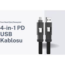 Cosmostech 4 In 1 Pd USB Şarj Data Kablosu 60W 3A Hızlı Şarj ve 480MB/S iPhone USB Type C ve Xiaomi Samsung Huawei Uyumlu