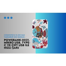 Cosmostech 10.000 Mah Powerbank Özel Resim Balık Temalı, Taşınabilir Güç Bankası