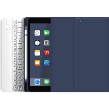 Clemon Ipad 7.nesil 8.nesil 9.nesil 10.2 Inç Bluetooth Özellikli Kalem Bölmeli Türkçe Q Klavyeli Kılıf