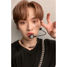 Krimo Fashion Kpop Stray Kids Hyunjin ve Lee Know Gümüş Siyah Zincir Kolye