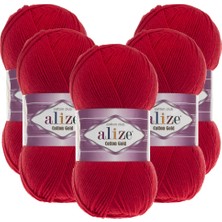 Alize Cotton Gold 5'li 056 Kırmızı El Örgü Ipliği