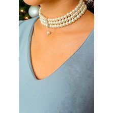 Minimalist Tasarım Zirkon Taşlı Inci Choker Inci Choker Kolye Tasma Kolye Kadın Gül Choker Kolye
