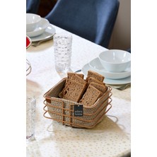 Edora Home Rose Paslanmaz Sivri Köşeli Kare Ekmek Sepeti Makrome - Çok Amaçlı Metal