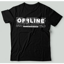 Bu Tshirt Offlıne' Temalı Ön Yüz Baskılı Street Wear Style Oversize Tişört