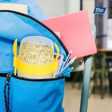 Hane216 Çift Hazneli Müsli Atıştırmalık Kabı 1100 ml -Kendinden Çatal Kaşıklı Portatif