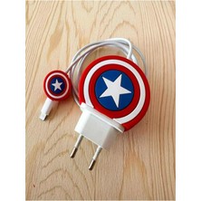 Casetify Apple iPhone 20W Uyumlu Şarj Başlık Kablo Koruyucu ve Spiral Kablo Koruyucu 3 Lü Kaptan Amerika