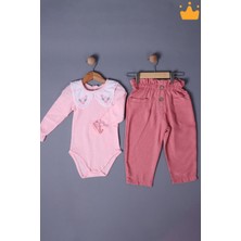 Babyhola Bayramlık Kız Bebek Çocuk Çıtçıtlı Badi Pantolon Şık Alt Üst Takım 2327
