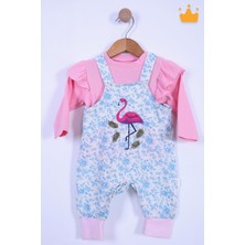 Babyhola Bayramlık Kız Bebek Çocuk Flamingo Bayramlık Salopet Badi Takım 23388