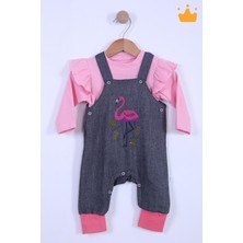 Babyhola Bayramlık Kız Bebek Çocuk Flamingo Bayramlık Salopet Badi Takım 23388