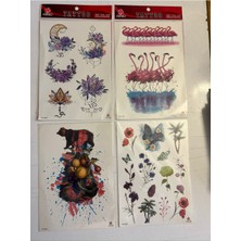 Airbrush Tattoo Büyük Boy Yapıştırma Dövme Geçici Dövme Seti 4 Adet Birden Model 33