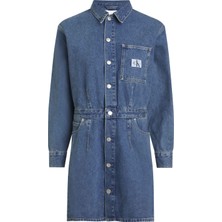 Calvin Klein Jeans Denim Elbise, S, Mavi