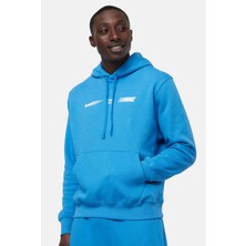 Nike Sportswear Erkek Mavi Kapüşonlu Sweatshirt- Geniş Kesim