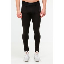 Speedlife Siyah Slim Fit Baskılı Pamuklu Yüksek Bel Erkek Tayt - XD0241