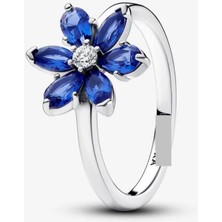 Poseidons Jewellery Işıltılı Herbaryum Mavi Çiçek Yüzük
