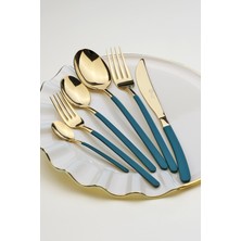 Glore Roma Çatal Kaşık Bıçak Takımı Gold-Yeşil