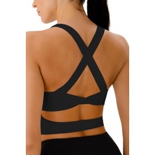 Ghassy Co. Kadın Çarpraz Sırt Detaylı Kaplı Yoga Egzersiz Fitness Spor Sütyeni CRS001