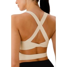 Ghassy Co. Kadın Çarpraz Sırt Detaylı Kaplı Yoga Egzersiz Fitness Spor Sütyeni CRS001