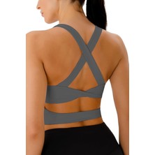 Ghassy Co. Kadın Çarpraz Sırt Detaylı Kaplı Yoga Egzersiz Fitness Spor Sütyeni CRS001