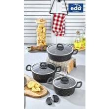 Eda ZK-907 Asya Pro 6 Parça Döküm Granit Kısa Tencereli Set