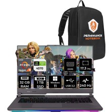 Asus Rog Strix G17 Amd Ryzen 9 7845HX 32GB 1tb SSD RTX4070/8GB 240HZ 17.3" Qhd W11P Taşınabilir Bilgisayar LL047 & Per4 Çanta LL047P398