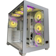 Gameforce Lıquıd Beyaz 7X120 mm Fanlı Rgb Kumandalı Kontrolcülü Atx Oyuncu Bilgisayar Kasası