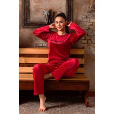 Sude Kadın Kışlık Bisiklet Yaka Kadife Pijama Takımı K803/97 - 1 Adet