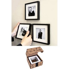 Miracix Yapışkanlı Sök-Tak Paspartulu Siyah 14X14CM Pola Kare Fotoğraf Çerçevesi - 3'lü paket