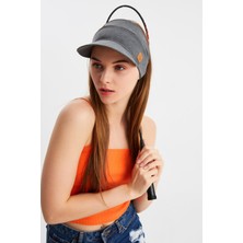 Butikgiz Kadın Füme Uv Korumalı Katlanabilir Üstü Açık Yumuşak Siperli %100 Pamuklu Penye Tenis Vizör Şapka