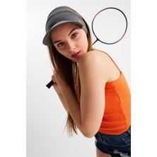 Butikgiz Kadın Füme Uv Korumalı Katlanabilir Üstü Açık Yumuşak Siperli %100 Pamuklu Penye Tenis Vizör Şapka