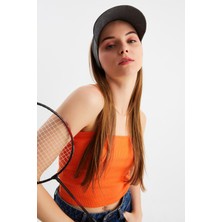 Butikgiz Kadın Füme Uv Korumalı Katlanabilir Üstü Açık Yumuşak Siperli %100 Pamuklu Penye Tenis Vizör Şapka