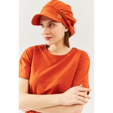 Butikgiz Kiremit Kadın 4 Mevsim Pamuklu, Ultra Yumuşak Hafif, Terletmez, Tarz, Trend Kasket Vizyerli Penye Şapka