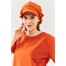 Butikgiz Kiremit Kadın 4 Mevsim Pamuklu, Ultra Yumuşak Hafif, Terletmez, Tarz, Trend Kasket Vizyerli Penye Şapka