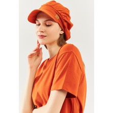 Butikgiz Kiremit Kadın 4 Mevsim Pamuklu, Ultra Yumuşak Hafif, Terletmez, Tarz, Trend Kasket Vizyerli Penye Şapka
