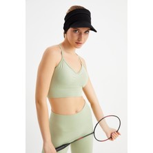 Butikgiz Kadın Siyah Uv Korumalı Katlanabilir Üstü Açık Yumuşak Siperli %100 Pamuklu Penye Tenis Vizör Şapka