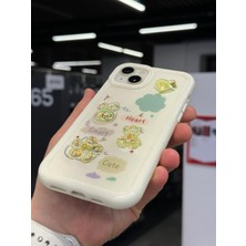 SPHONE iPhone 14 Kılıf 3D Kabartma Emoji Çıkartma Ayıcık Çiçek Kurdele Happy Good Luck Funny Heart Toys