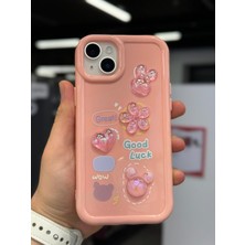 SPHONE iPhone 14 Plus Kılıf 3D Kabartma Emoji Çıkartma Ayıcık Çiçek Kurdele Happy Good Luck Funny Heart