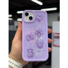 SPHONE iPhone 14 Kılıf 3D Kabartma Emoji Çıkartma Ayıcık Çiçek Kurdele Happy Good Luck Funny Heart Toys