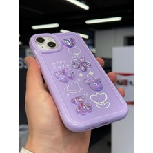 SPHONE iPhone 14 Kılıf 3D Kabartma Emoji Çıkartma Ayıcık Çiçek Kurdele Happy Good Luck Funny Heart Toys